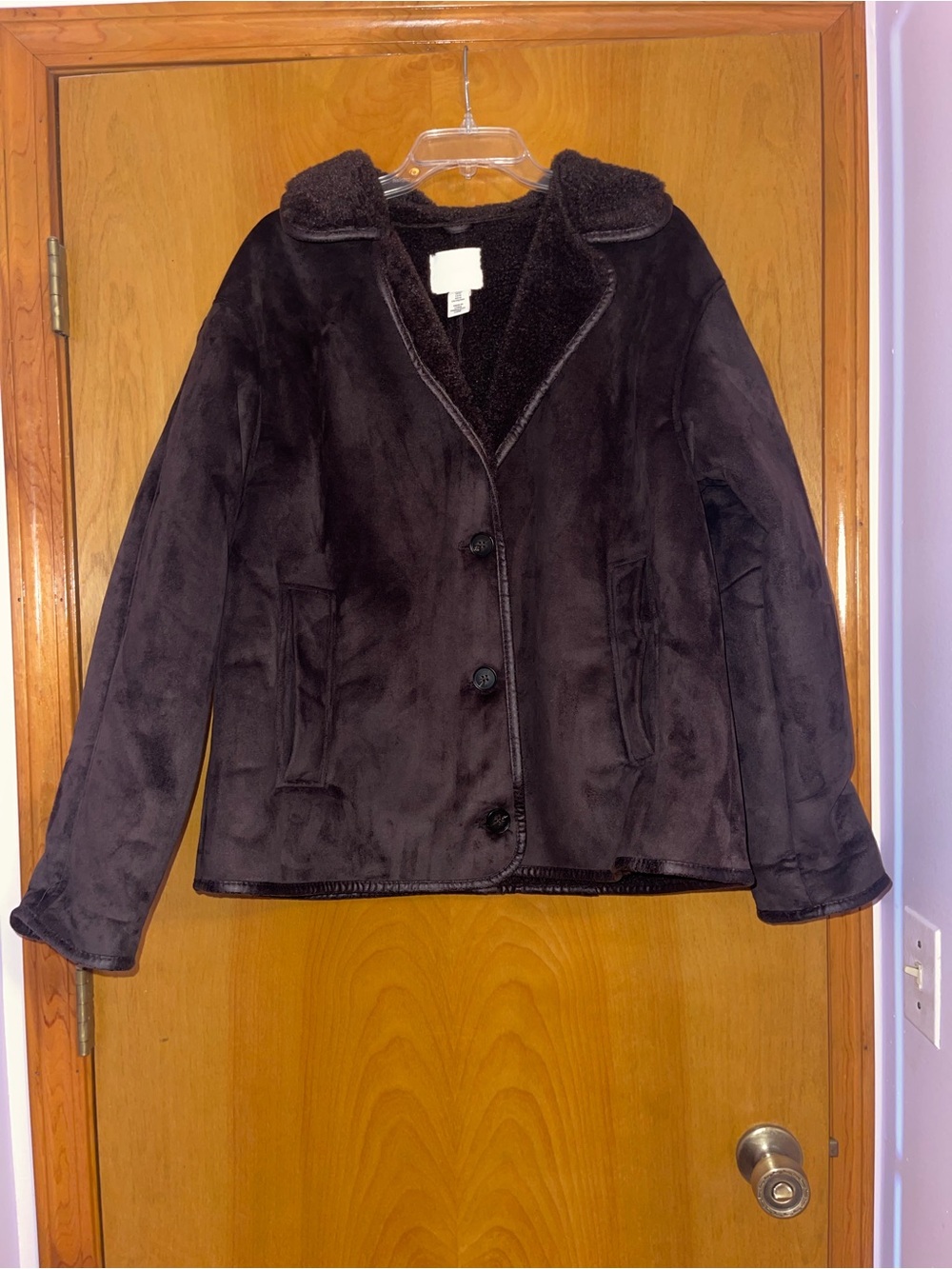 NWOT H&M Brown Faux Suede Shearling Jacket Coat